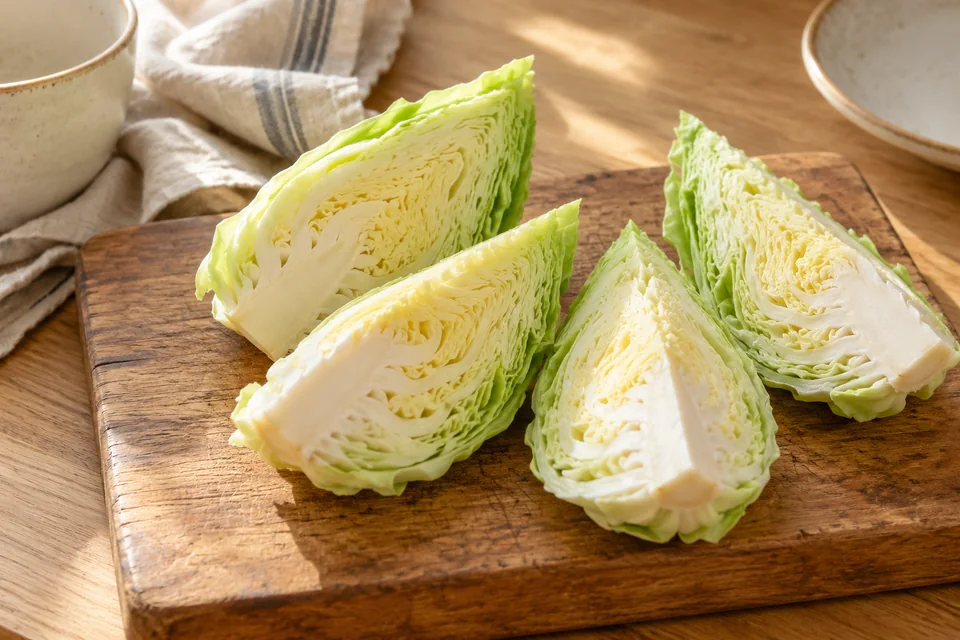 Gerösteter Spitzkohl mit Miso-Butter: Backofen auf 220 °C Ober-/Unterhitze vorheizen