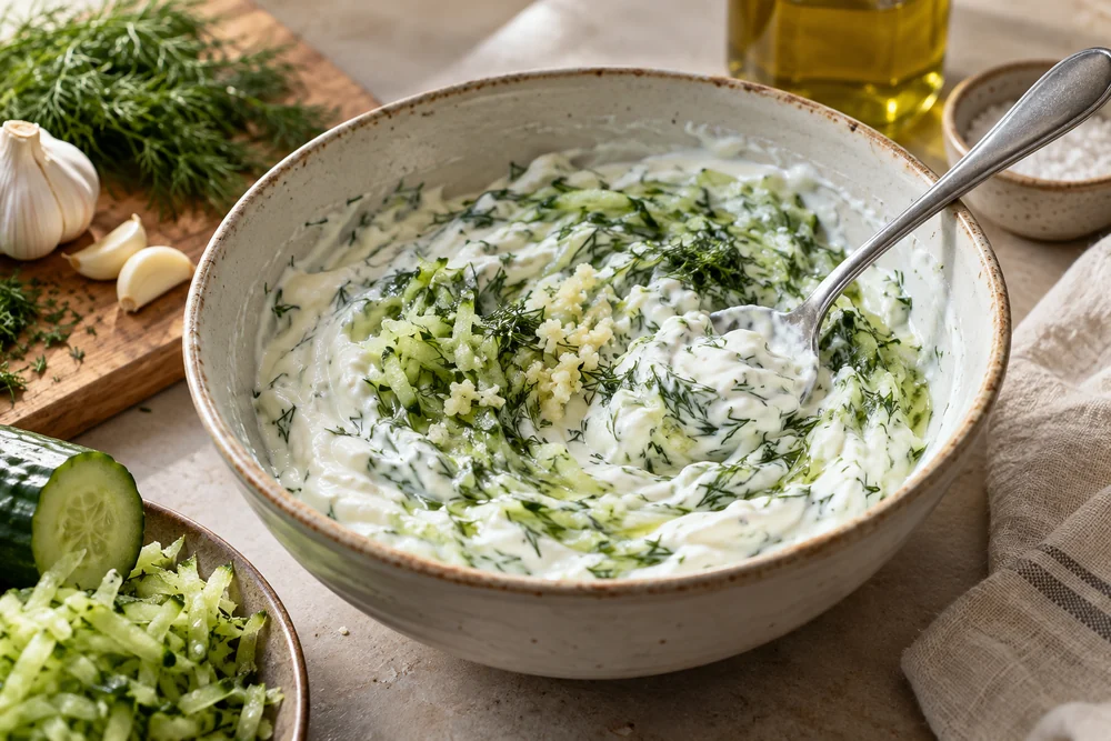 Tzatziki mit Gurke und Dill: Zubereitung