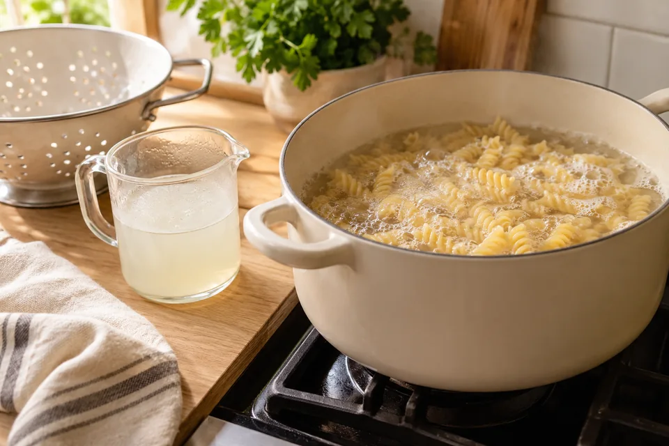 Pasta mit cremigem Walnusspesto – Einblick in Zubereitungsschritt 2