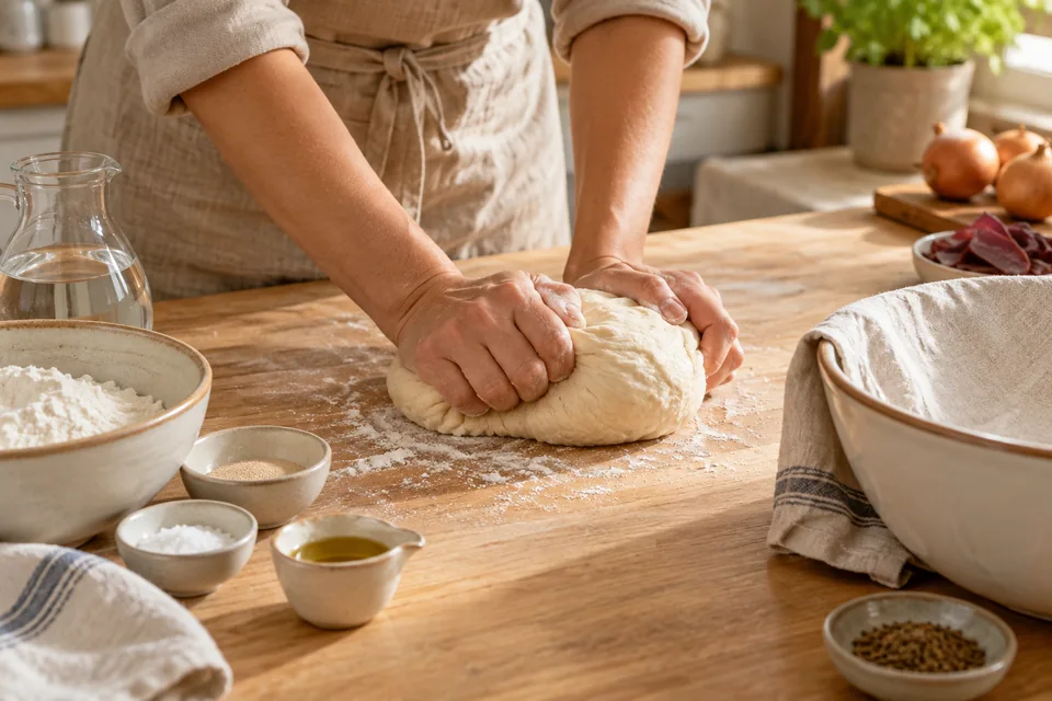 Zwiebelkuchen mit Pastırma – Zubereitungsschritt 1