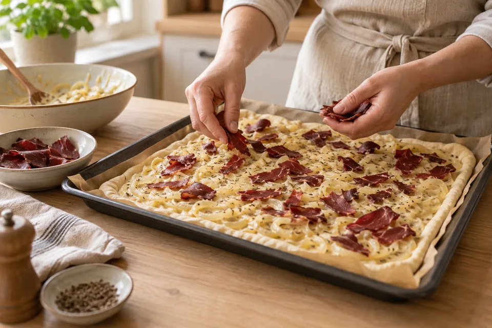 Zwiebelkuchen mit Pastırma – Zubereitungsschritt 4