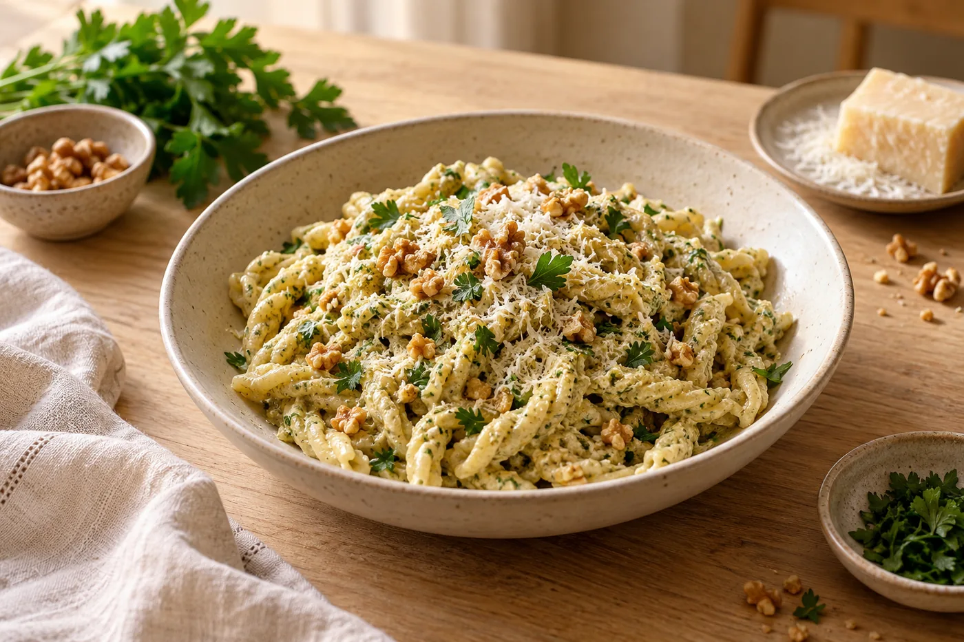 Pasta mit cremigem Walnusspesto