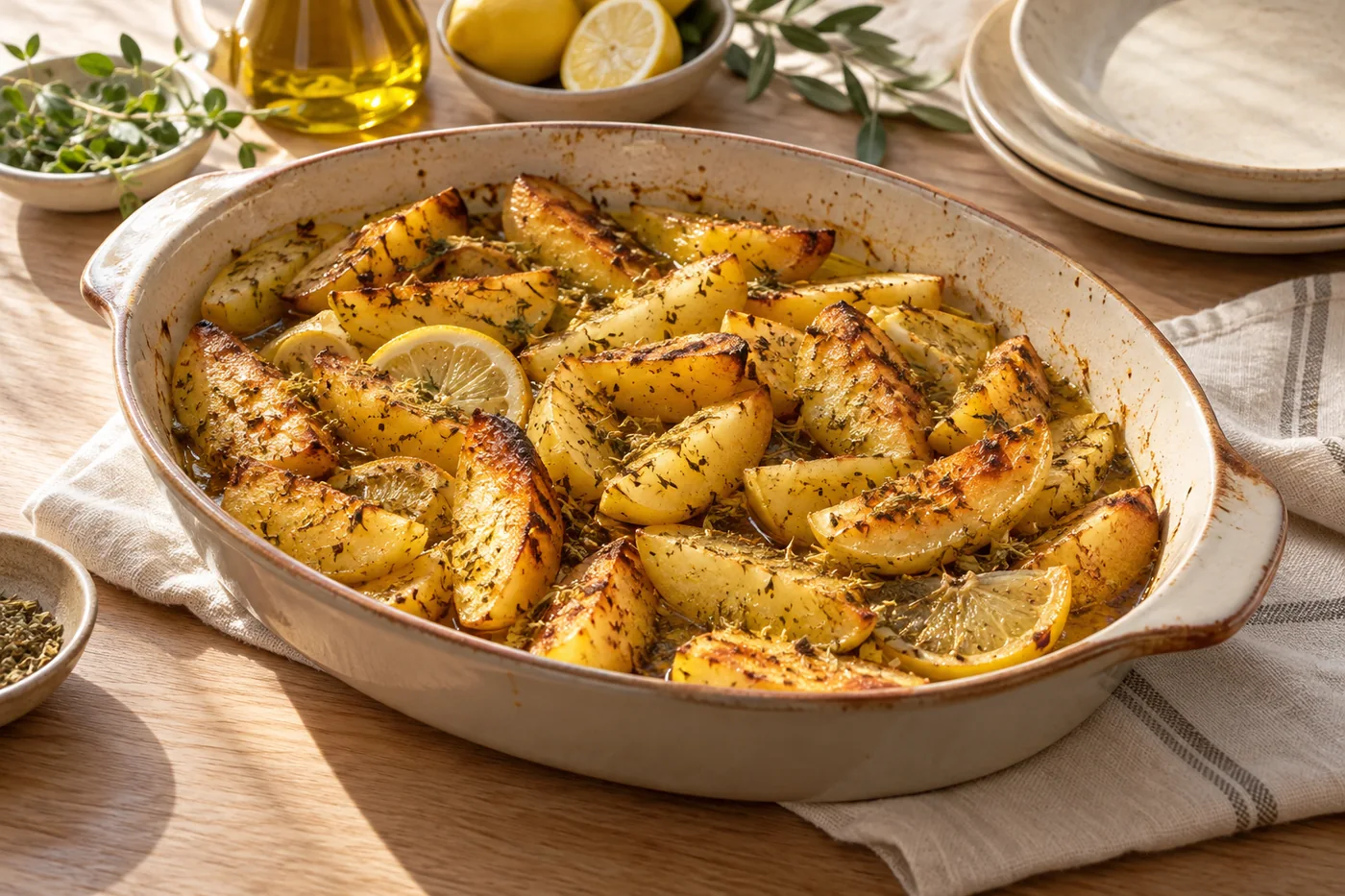 Griechische Zitronenkartoffeln aus dem Ofen